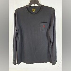 Polo Ralph Lauren Men's Size L Long Sleeve T Shirt Soft Pocket Red Pony Black